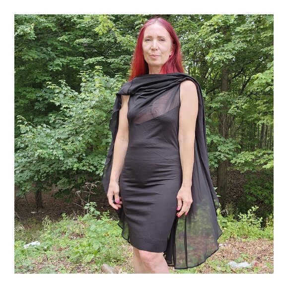 ALYSI Chiffon Overlay Multiway Bodycon Dress Made in Italy - Picture 1 of 14